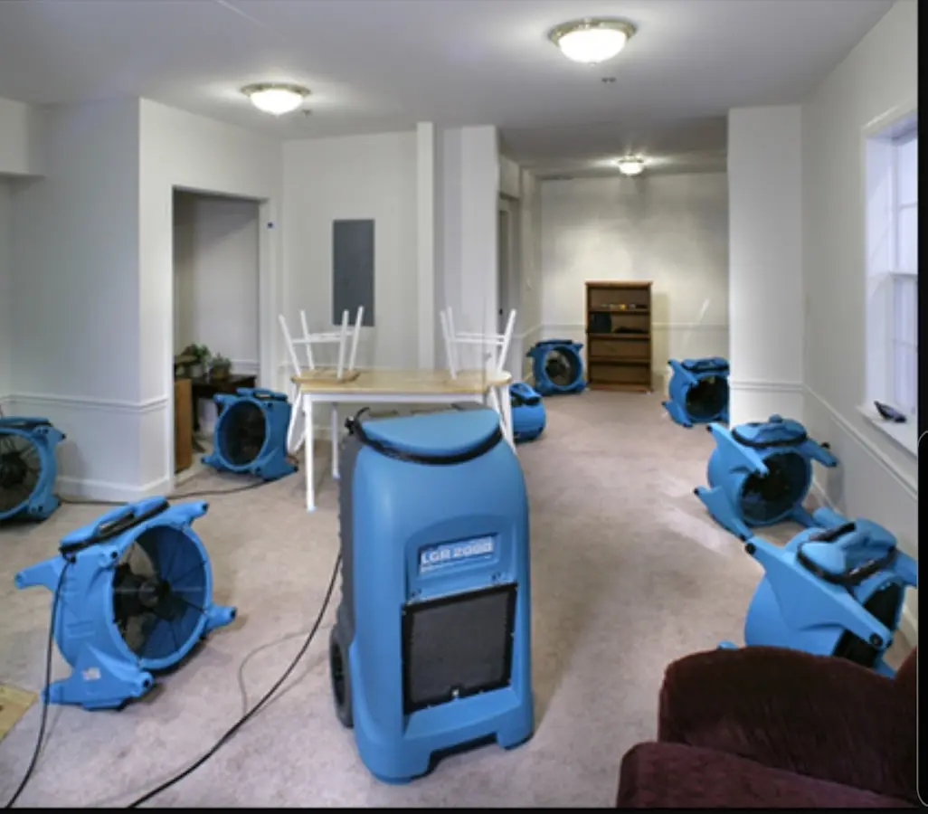 Air movers and dehumidifier setup for Water Extraction & Removal in Corbin